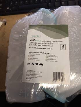 Medvance 810042270497 Urinals For Men 1000ml With Glow In The Dark Spill Proof Pop Cap Lid Free Ship