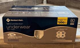 Member S Mark 193968052942 Size L/xl Men Incontinence Briefs Box Of 80 4 Pk 20