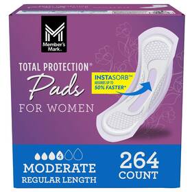 990394380 Member S Mark Members Total Protection Pads For Women Moderate Regular 264 Count
