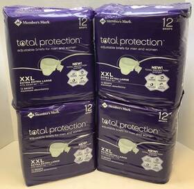 Members Mark 078742242958 Total Protection Adjustable Briefs For Men And Women Xxl 48ct