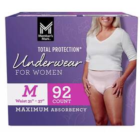 10006137 Members Mark Total Protection Incontinence Underwear For Women Medium- 92 Ct