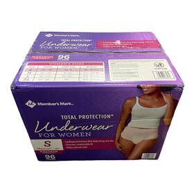 10006138 Members Mark Total Protection Underwear For Women 96 Count Small