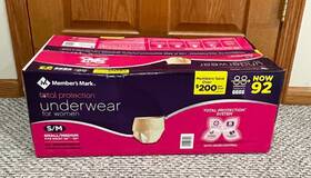 Members Mark 193968075156 Total Protection Underwear For Women Small/medium 92 Count New