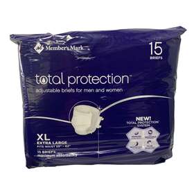 7490 Members Mark Total Protection Adjustable Briefs Xl 15 Count