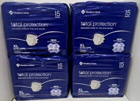 980018224 Members Mark Total Protection Adjustable Briefs Xl 60 Ct Adult Diapers