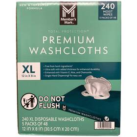 990363194 Members Mark Total Protection Premium Disposable Washcloths 12 Inch X8 240ct