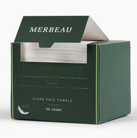 Merbeau 850025808668 Clean Facial Towels For Sensitive Skin 100% Usda Biobased Face 50 Count