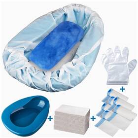 Minivon 738192968111 Bedpan Set With 30 Disposable Liners Super Absorbent Pads And Gloves - Pack