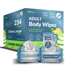 Mintleaf 850042110249 Xl Adult Body Wipes Bath For Adults Bathing No Rinse Hypoallergenic