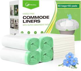 Moodooy 445027548587 Commode Liners For With Absorbent Pads 60 Bedside