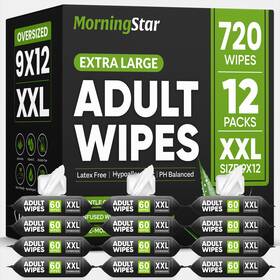 Lt180 Morning Star 792671421870 Adult Wipes For Elderly - 720 12 Packs Thick Extra Large Disposable Was
