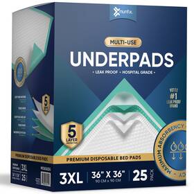Munfix 810065461100 25 Pack Disposable Bed Pads 36 X Inches Super Absorbent Extra Large Incon