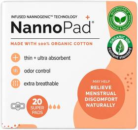 Nannopad 368301 Organic Pads For Women - 100% Cotton 1 Pack 20
