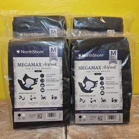 Sam-2628 North Shore Nwt 4-pack Northshore Megamax Airlock Tab-style 9hr Diaper Briefs Black Medium