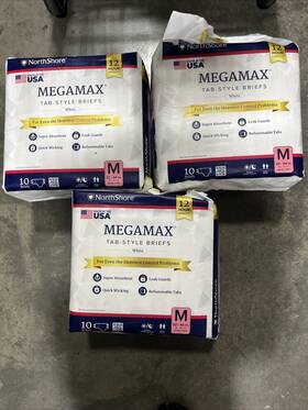 Northshore 193183010093 Megamax Tab Style Adult Briefs 3 Packs Of 10 Sz M