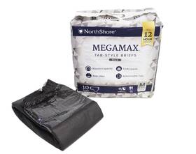 Northshore 193183016187 Megamax Adult Overnight Diapers 12-hour Tab-style Medium 10 Count