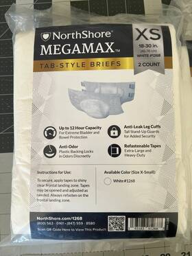 Northshore 193183912687 Megamax Tab Style Disposable Briefs 2 Count Size Xs-brand New In Pac
