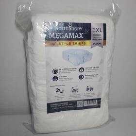 Northshore 193183916401 Megamax Tab-style Briefs 3xl White 2 Count Adult Diaper