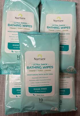 Nurture 860002425115 5 Ultra Thick Bathing Wipes Moisturizes With Aloe Vera Rinse Free