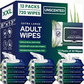 Opteel 860010960462 Adult Wipes For Elderly - 8 Inch X13 Extra Large And Soft Wet Adults Bath