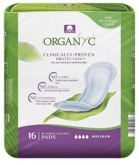 Organyc 016867013093 100% Organic Cotton Incontinence Pads For Bladder Leaks 16 Count