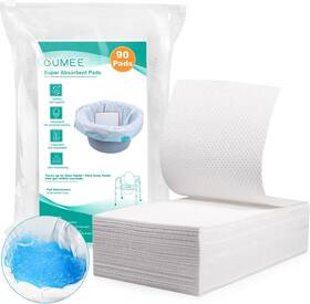 Oumee 313046615634 90 Count Absorbent Commode Pads For Bedside Bucket Liners
