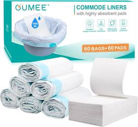 Oumee 744110361070 60 Disposable Commode Liners With Absorbent Pads 21 X 16 In