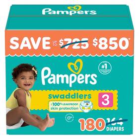 990369960 Pampers Swaddlers Diapers Size 3 16-28 Pounds 180 Count