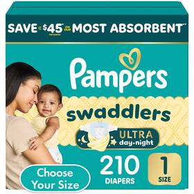 990467210 Pampers Swaddlers Ultra Diapers Size 1 8-14 Pounds 210 Count