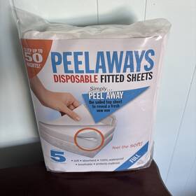 Peelaways 853187008327 Disposable Fitted Sheets Full Size 5 Layers New Sealed