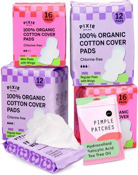 Pixie Cup 850016867995 Period Starter Pads For Teen Girls - Organic Cotton 56ct 56 Pink