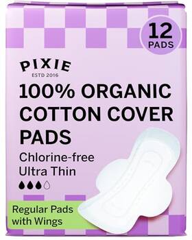 Pixie Cup Regularpad-12count Organic Cotton Ultra Thin Pads With Regular Pad - 12 Count