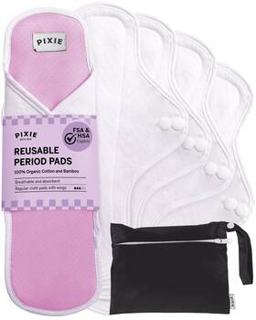 Pixie Cup Xi-mpsy-uo6l Cotton Cloth Pads For Feminine Care - 100% Organic Regular 5-pack