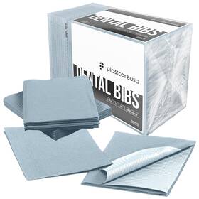 3x-bzes-5bcl Plastcare Usa Disposable Dental Bibs 13 Inch X18 - 3 Ply Waterproof Tattoo Bib Sheet For Patients