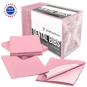 Pbpi50 Plastcare Usa Disposable Dental Bibs 13 X18 3 Ply Waterproof Tattoo Bib Sheet Pink 13x18 Tray