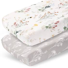 Pobibaby 850023706430 2 Pack Premium Changing Pad Cover - Ultra-soft Jersey Knit Stylish Floral