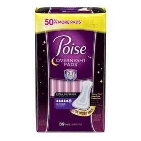 Poise 036000474145 Overnight Incontinence Pads For Women Size 8 36 Count