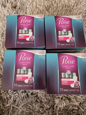 Poise 036000513998 4 Ultra-thin Pads Long Length Level 5 Maximum Absorbency 11 Each