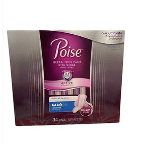 Poise 036000536157 Ultra Thin Pads For Women With Wings 3 In 1 Regular Strength 34