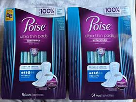 Poise 036000542127 2 Boxes Of 54 Each Ultra Thin Pads W Wings Moderate Regular Length