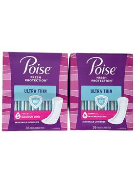 Poise 036000543520 Ultra Thin Incontinence Pads For Women 5 Drop Max Absorbency Long 36 Pad