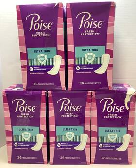 Poise 036000543568 6 Ultra Thin Pads Ultimate Long 5 Open/disheveled Boxes