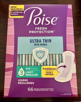 Poise 036000543865 Ultra Thin Incontinence Pads With Wings Light 66 Ct