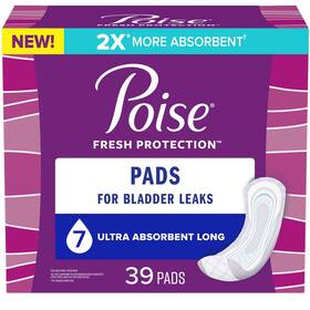 Poise 036000549409 Hot Incontinence Pads 7 Drop Ultra Absorbency Long Length 39 Count