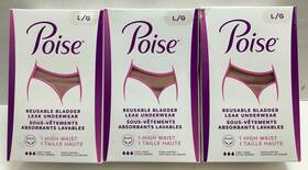 Poise 036000557527 Reusable Bladder Leak Underwear High Waist Size Large 3 Pack