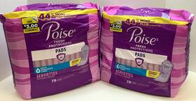 Poise 036000563870 Incontinence Pads For Women #4 Moderate Long 156 Disheveled Packs