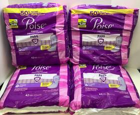 Poise 036000563962 6 Ultimate Long Pads 168 Total Disheveled Packs