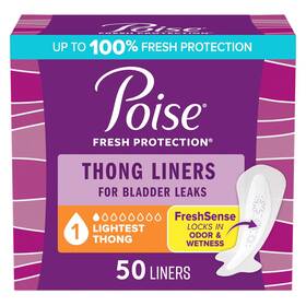 Poise 036000570250 Daily Thong Liners For Women 1 Drop Lightest Absorbency 50 Ct Fast Ship