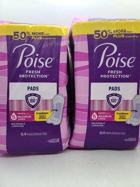 10036000518310 Poise Incontinence Pads Maximum Absorbency Max Long 128 Count Packaging May Vary