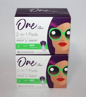 10036000534525 Poise Lot 2 One By 2in1 Pads Regular Length Ultra Thin With Wings 18 Ct